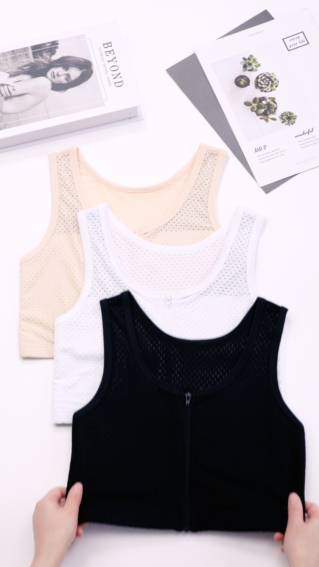 XUJI Chest Binder FTM Transgender Zip Up Binder Breathable